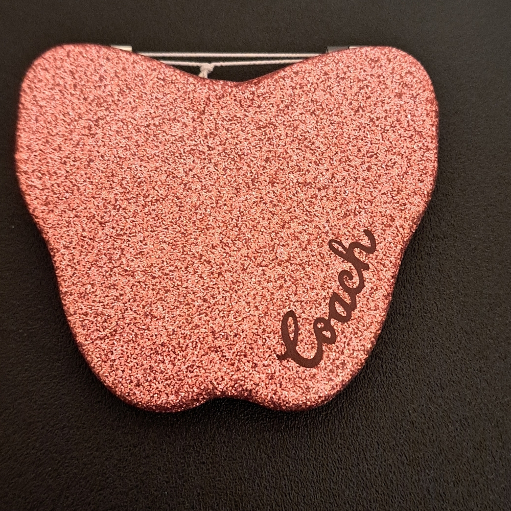Coach Pink Glitter Compact mirror with  unbranded pink glitter bag charm - Picture 2 of 5